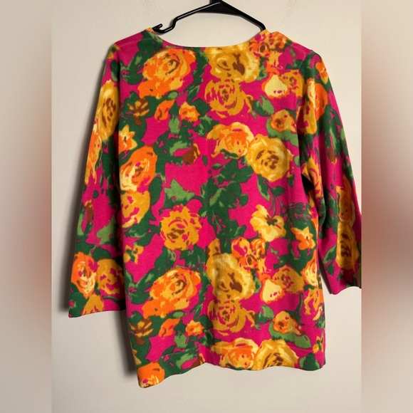Isaac Mizrah Live! Floral Pink and Yellow Cardigan - Picture 8 of 9